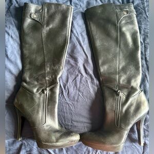 Nine West Black Leather Knee High Boots